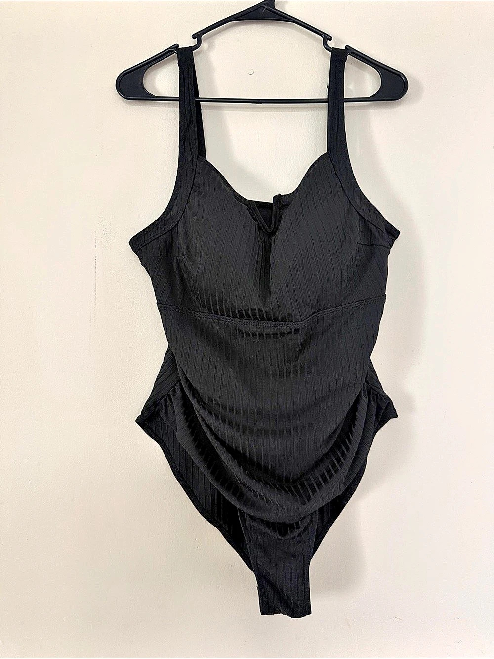 Black Ruched One-Piece Swimsuit Like New